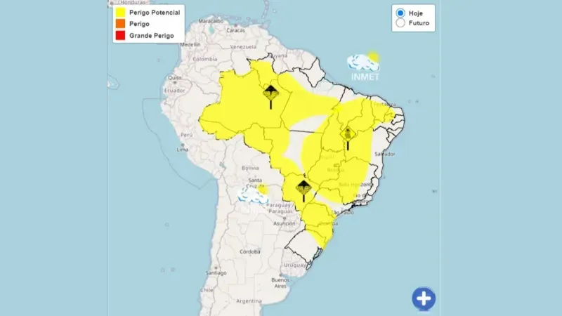 Previsão: semana começa com chuvas intensas e baixa umidade no Brasil