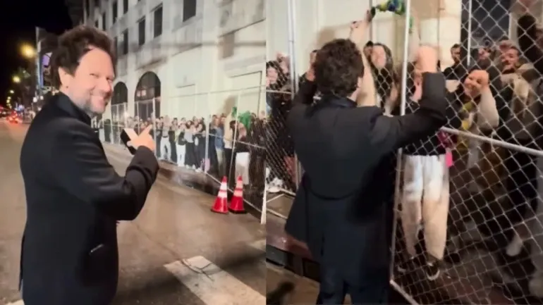 Selton Mello comemora com brasileiros nos EUA após Oscar de ‘Ainda Estou Aqui’