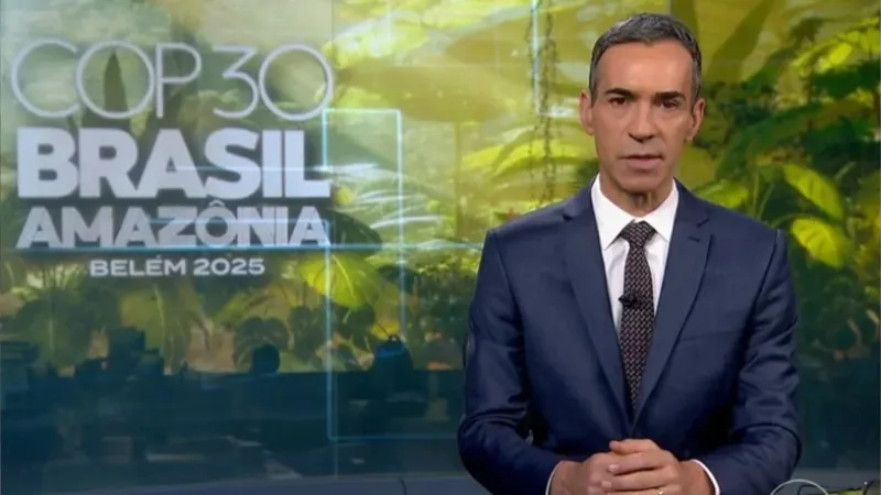 César Tralli perde chance de dizer famoso ‘boa noite’ em estreia no ‘Jornal Nacional’
