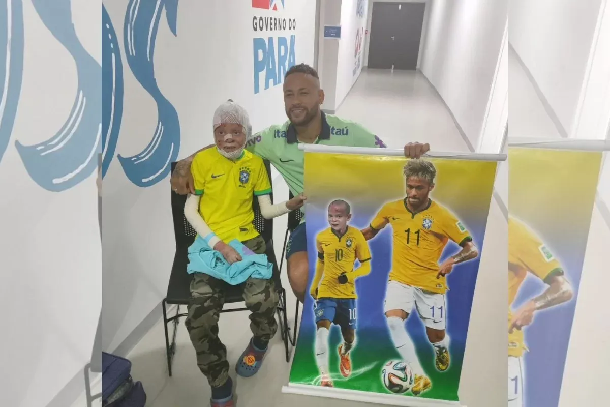 Fã de Neymar com doença rara realiza sonho de conhecer o ídolo