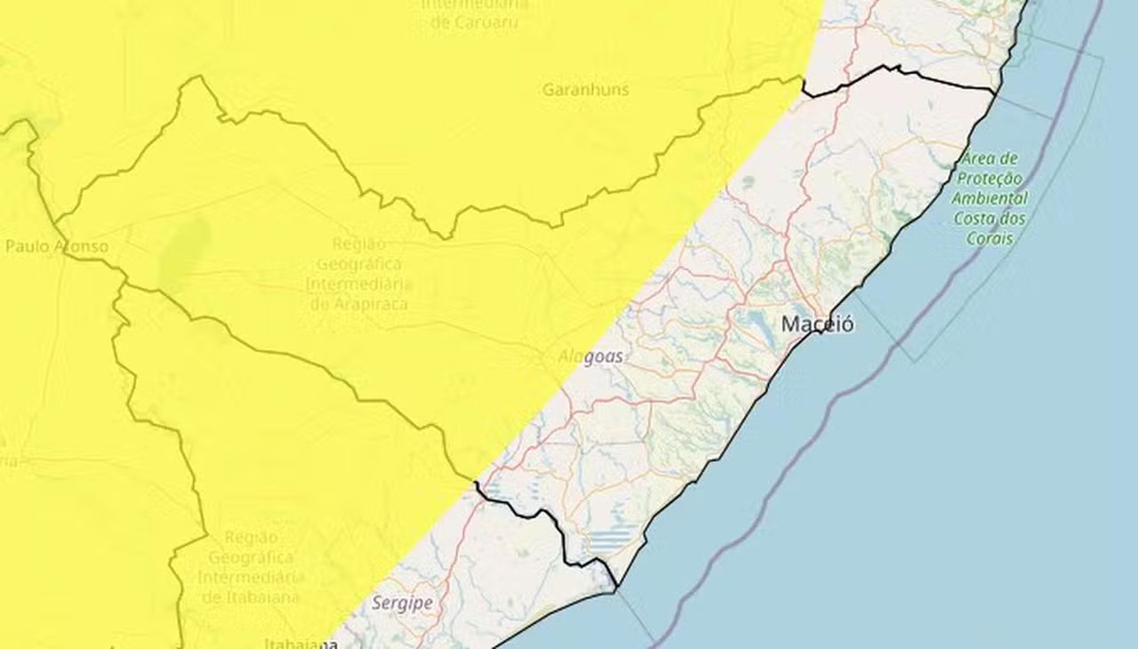Inmet prevê vendaval em 53 cidades de Alagoas; veja a lista